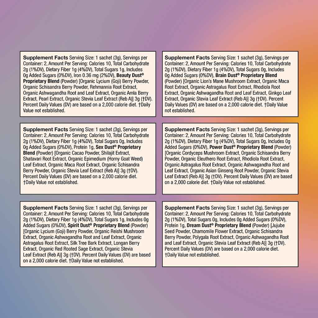 full moon dust sachet ingredients panel